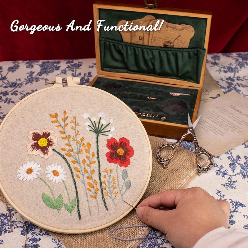 TALERLUV Vintage Embroidery Scissors Kit, Victorian Needlework Gift Set with Antique Shear, Thread Cutter, Thimbles, Needles, Awl, Bodkin, Winding Board for Sewing, Knitting, Cross Stitch, Quilting - Image 3